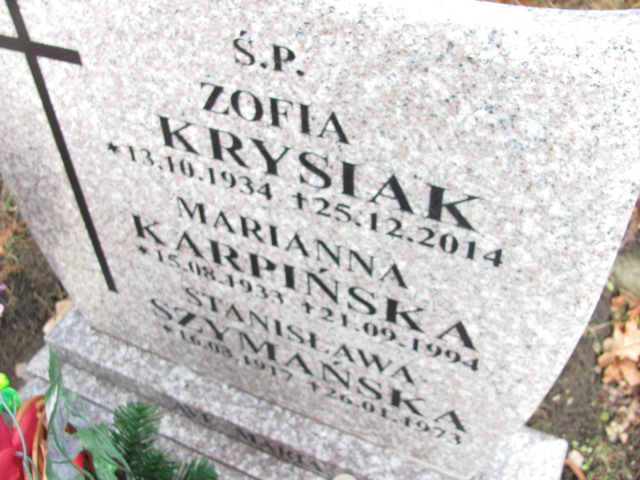 Zofia           URNA Krysiak 1934 Jedlina Zdrój - Grobonet - Wyszukiwarka osób pochowanych